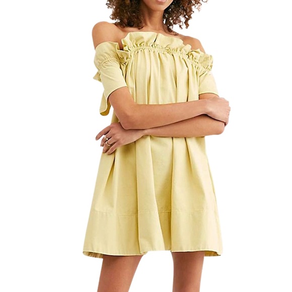 Free People Dresses & Skirts - Free People Chartreuse Sophie Mini Dress Size XS Cotton Boho